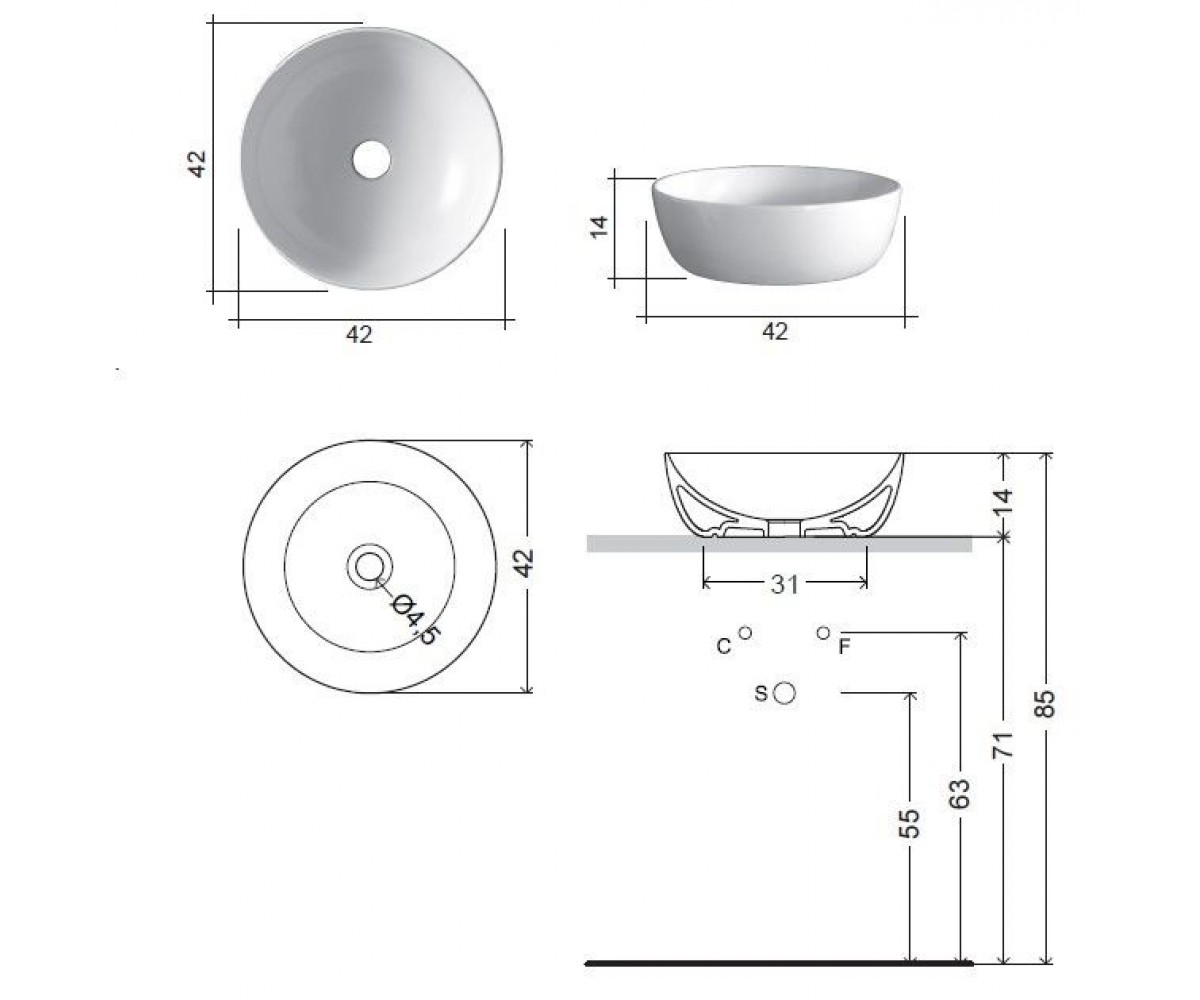 Кришка OVVIO кругла 45 см, колір білий глянець NIC DESIGN  001449001 001449001