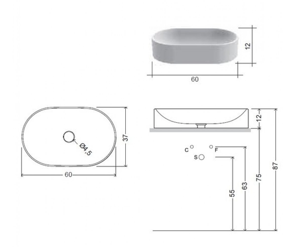 Кришка PIN 60 см, колір білий глянець NIC DESIGN  001713001 001713001