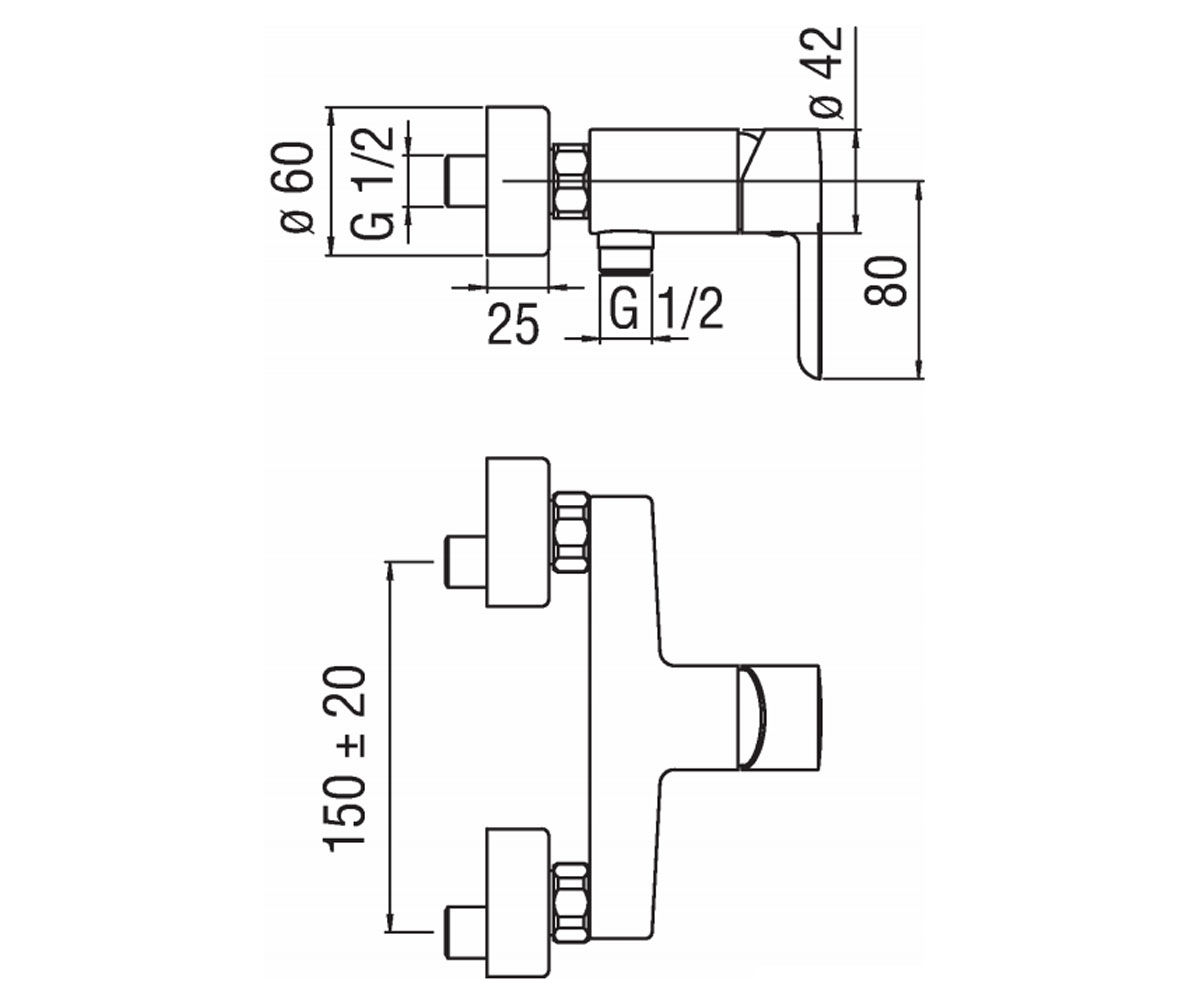 Смеситель для душа  ABC AB87130CR:Чертеж 