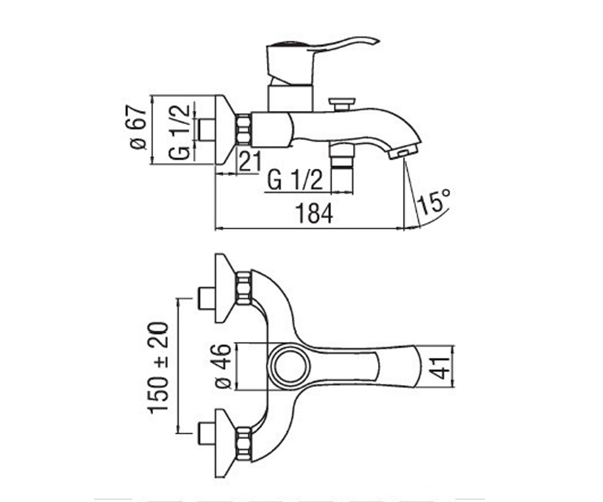 Смеситель для ванны  SOFI SI981101CR:Чертеж 