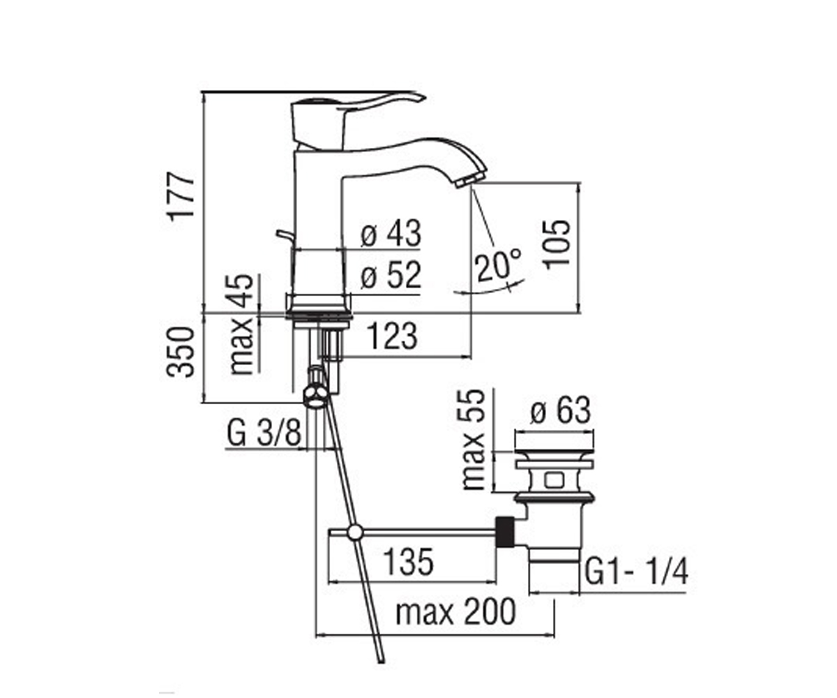 Смеситель для раковины  SOFI SI981181BR:Чертеж 
