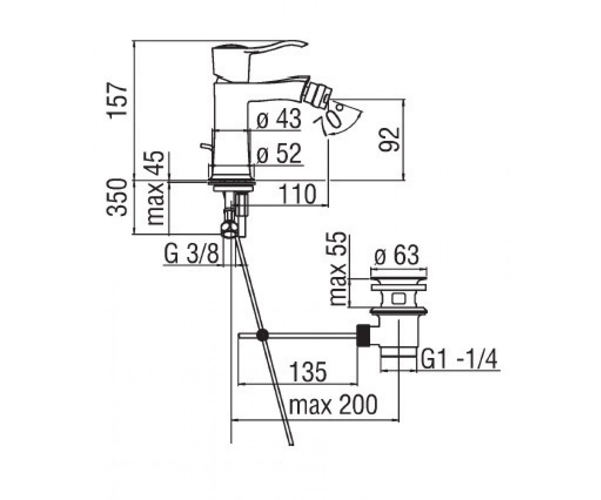 Смеситель для биде  SOFI SI981191BR:Чертеж 