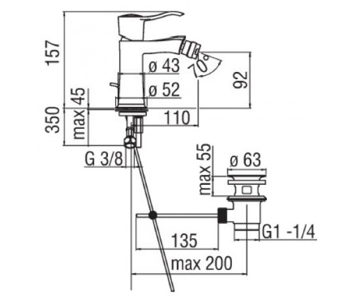 Смеситель для биде  SOFI SI981191CR:Чертеж 