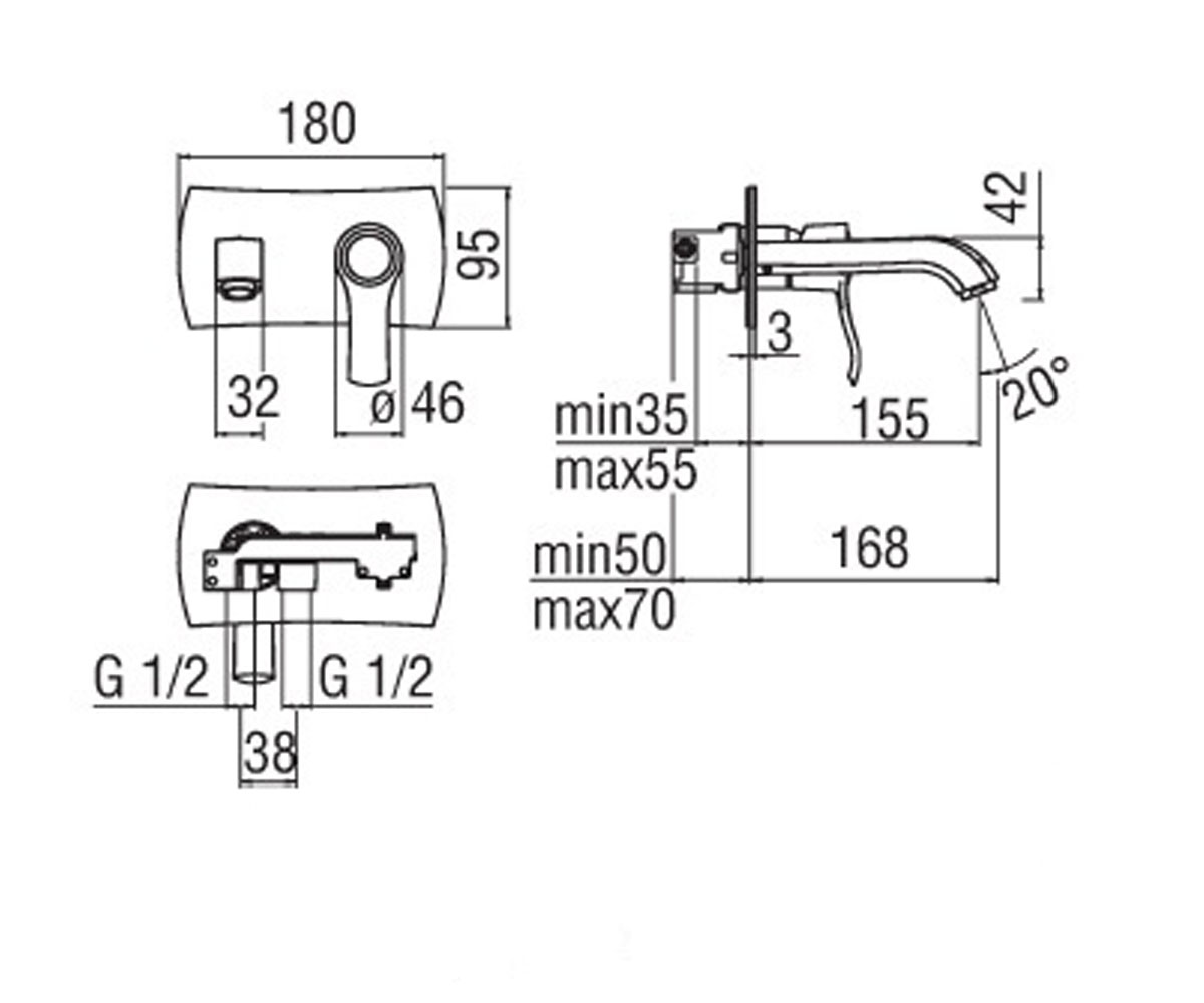 Смеситель для раковины  SOFI SI98198CR:Чертеж 
