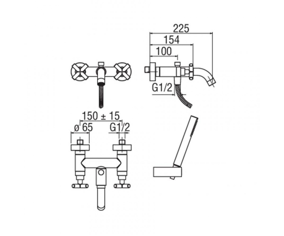 Смеситель для ванны  SPRING SP57001SCR:Чертеж 