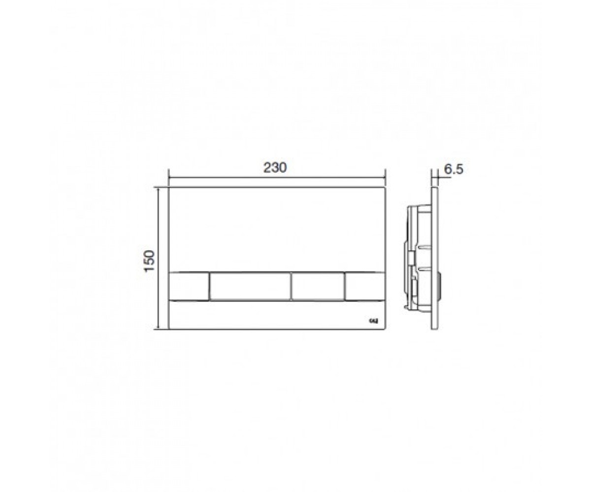 Двойная клавиша  NARROW OLIPURE 148300:Чертеж 