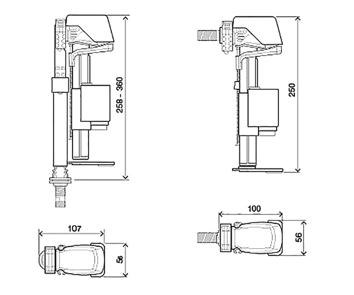 Наполнительный клапан 3/8’’  AZOR COMBI 309993:Чертеж 