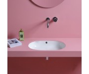 LIL4457001 OVALE 59 умивальник круглий, під стільницю з переливом 59x44,5x h 20 cm, білий (1 сорт) OLYMPIA  LIL4457001