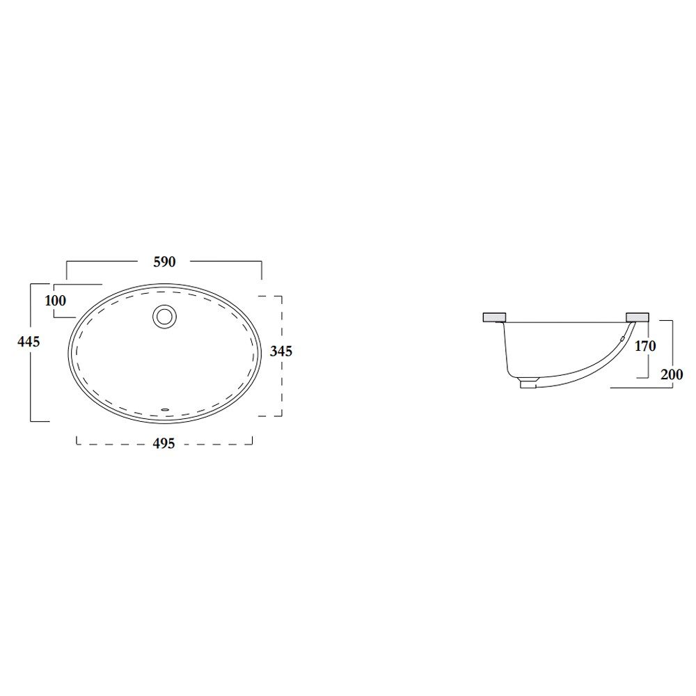 LIL4457001 OVALE 59 умивальник круглий, під стільницю з переливом 59x44,5x h 20 cm, білий (1 сорт)  LIL4457001:Фото 2