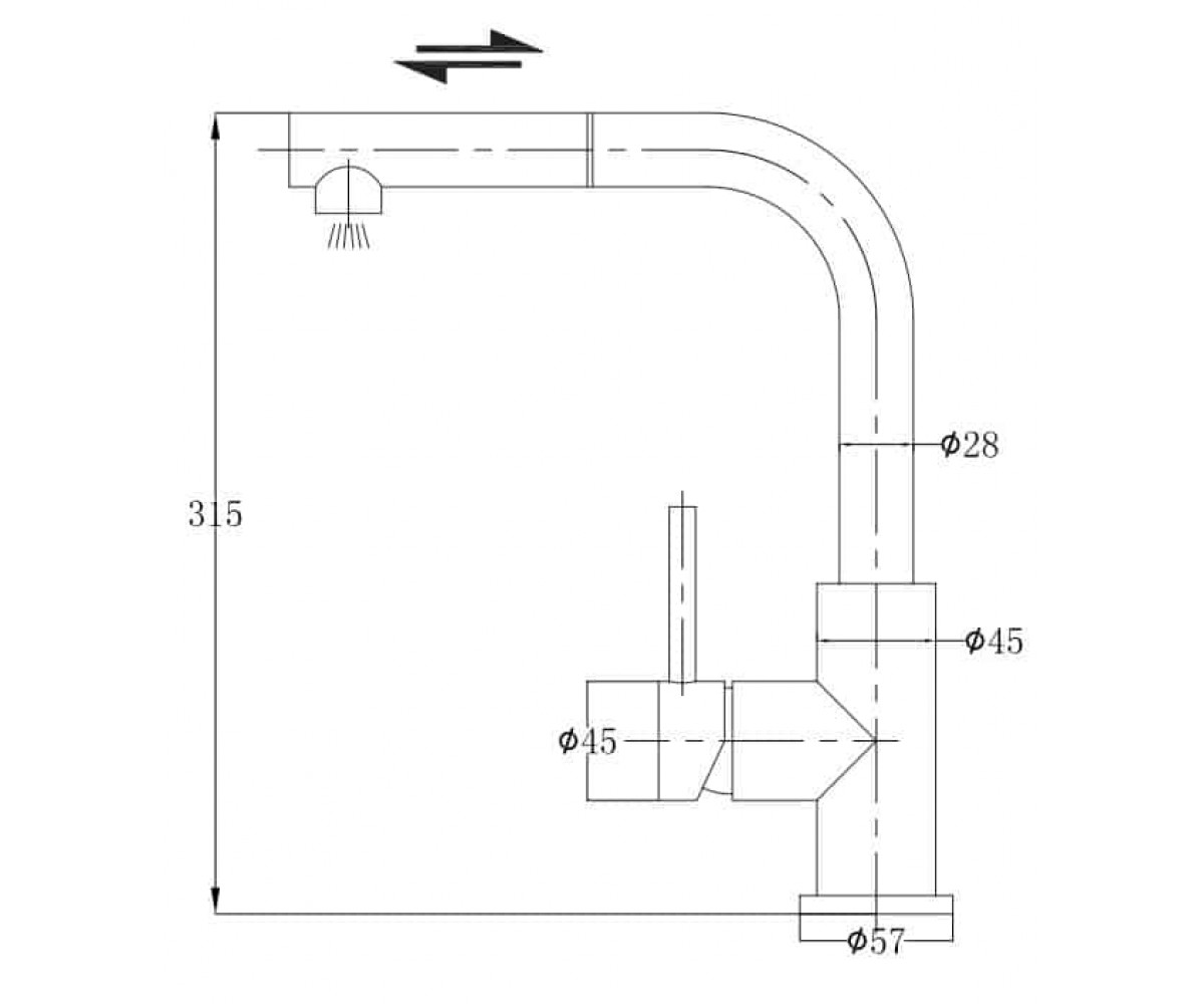 Кухонный смеситель OMNIRES ALBANY AB1455IN:Чертеж 
