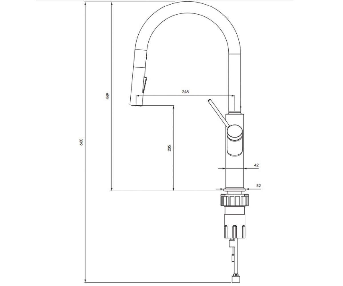 Кухонный смеситель OMNIRES BEND BE6455BL:Чертеж 