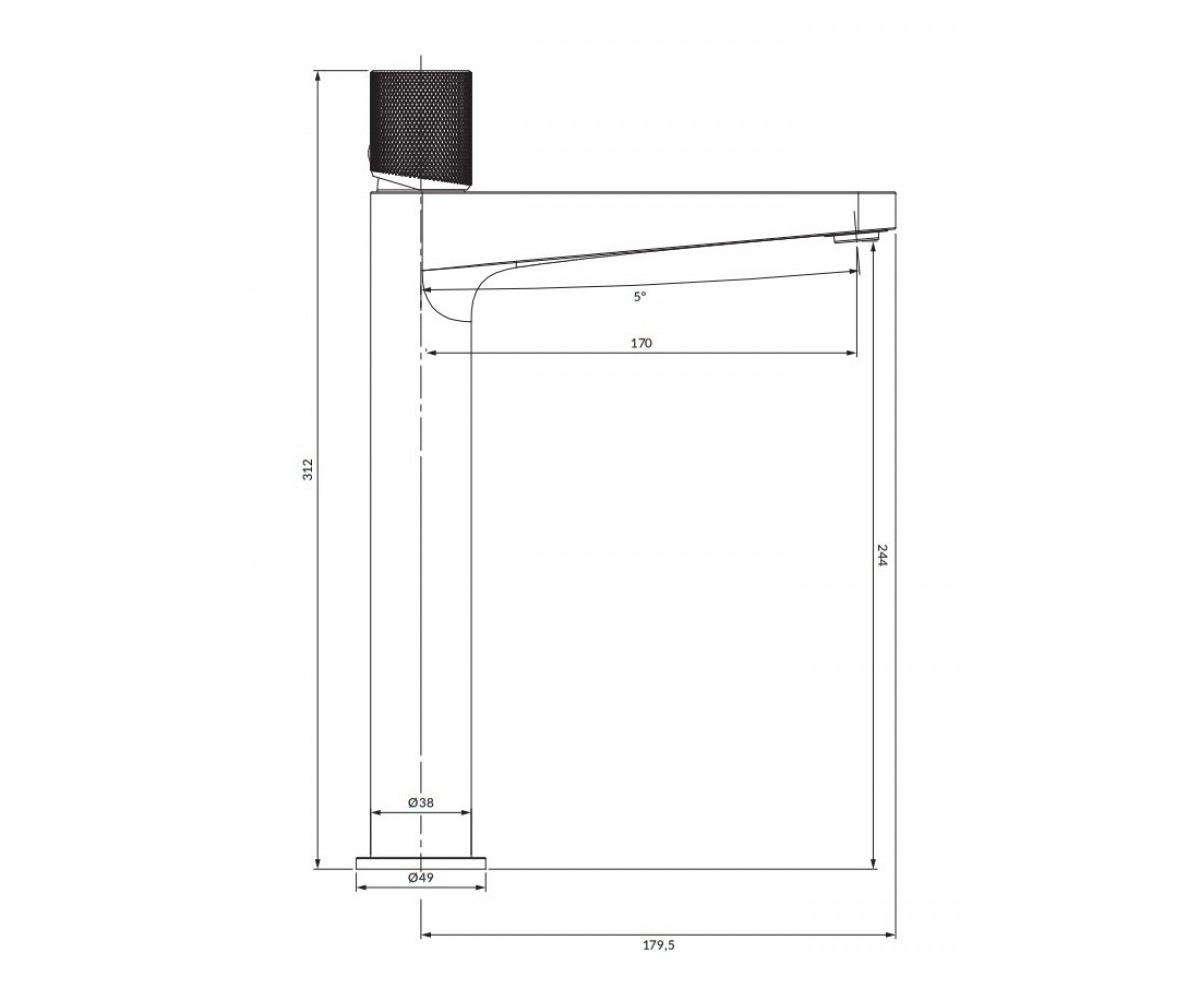 Высокий смеситель для раковины OMNIRES CONTOUR CT8012AT:Чертеж 