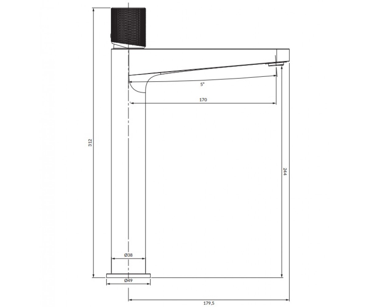 Высокий смеситель для раковины OMNIRES CONTOUR CT8012GLB:Чертеж 