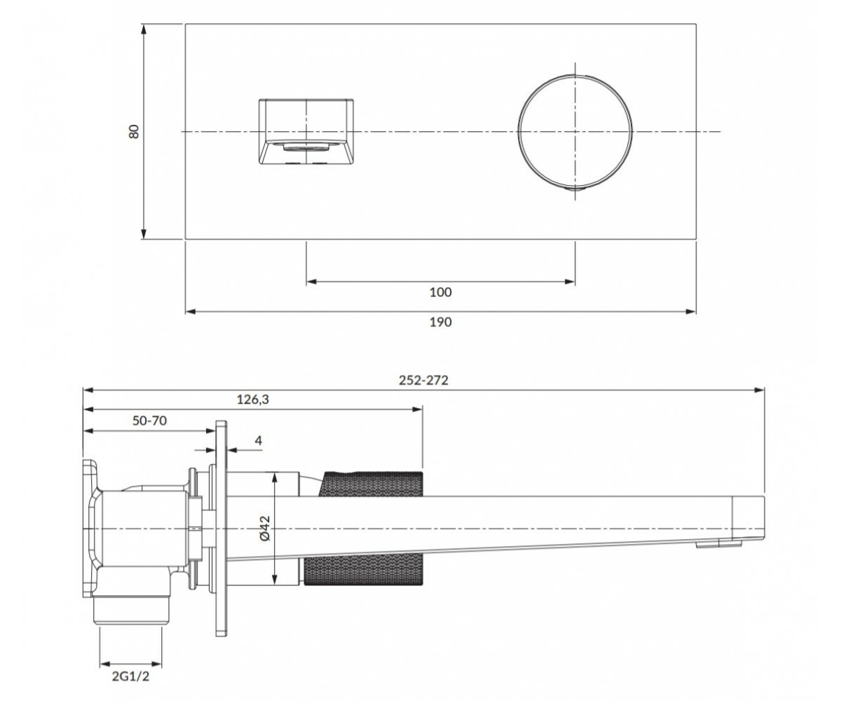 Смеситель скрытого монтажа OMNIRES CONTOUR CT8015AT:Чертеж 
