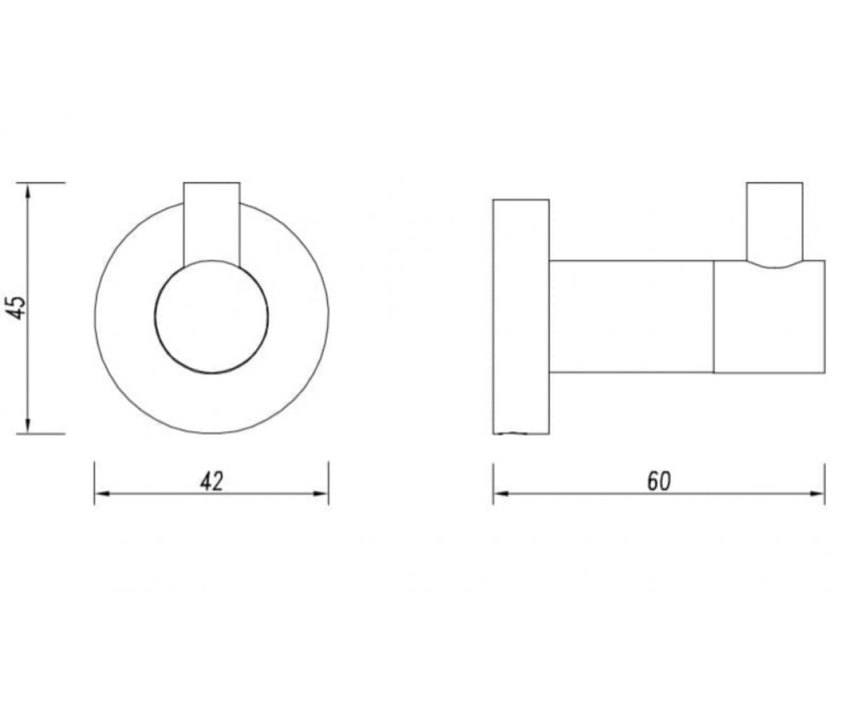 Крючок для ванной OMNIRES MODERN PROJECT MP60110NI:Чертеж 