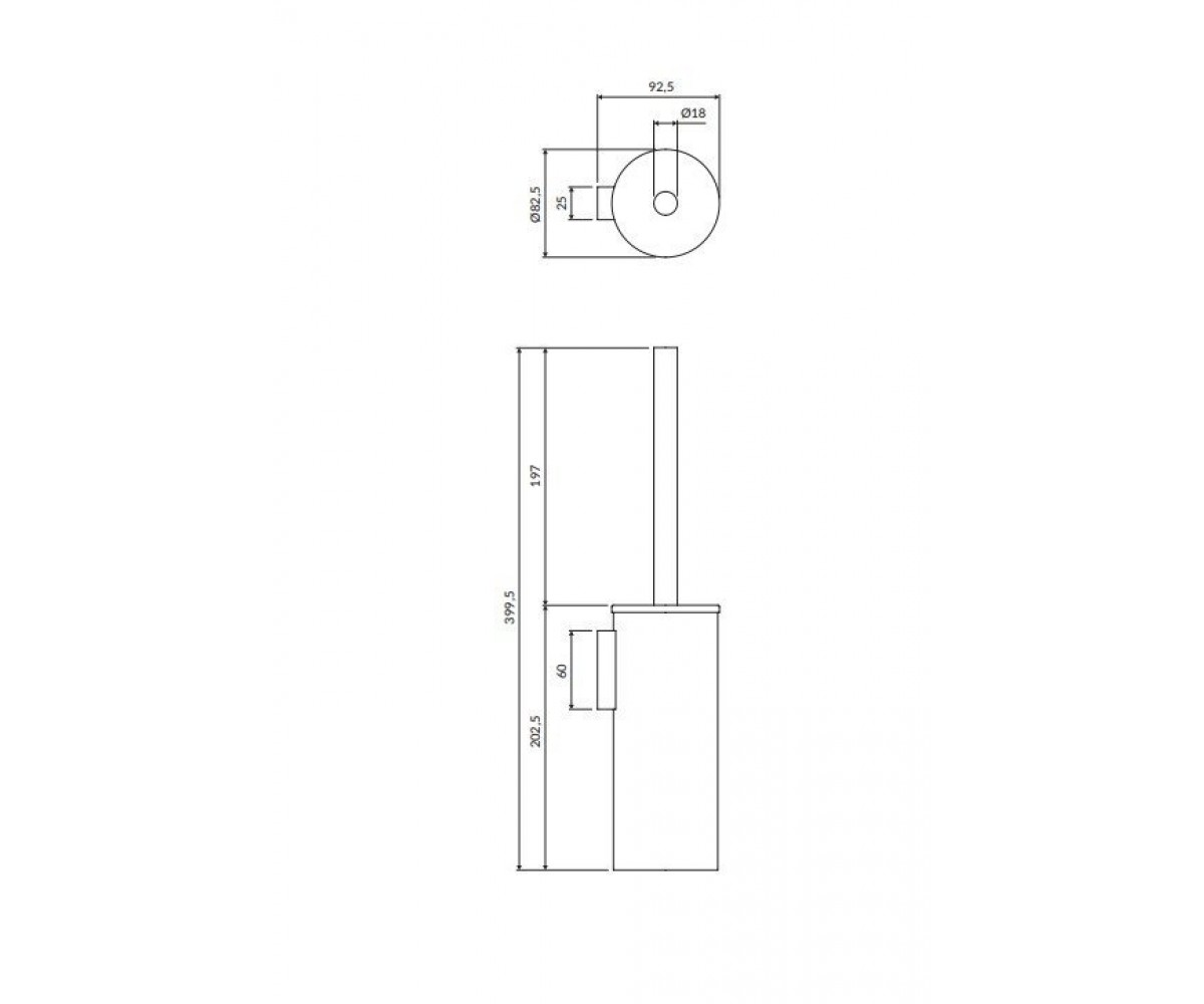Настенный туалетный ершик OMNIRES MODERN PROJECT MP60621NI:Чертеж 