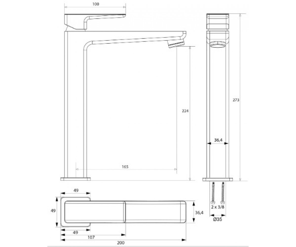Смеситель для раковины OMNIRES PARMA PM7412BL:Чертеж 