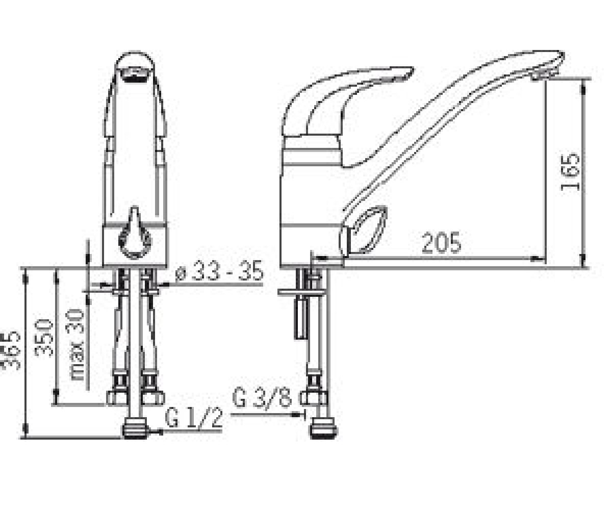 Кухонный смеситель  VIENDA 1725F:Чертеж 