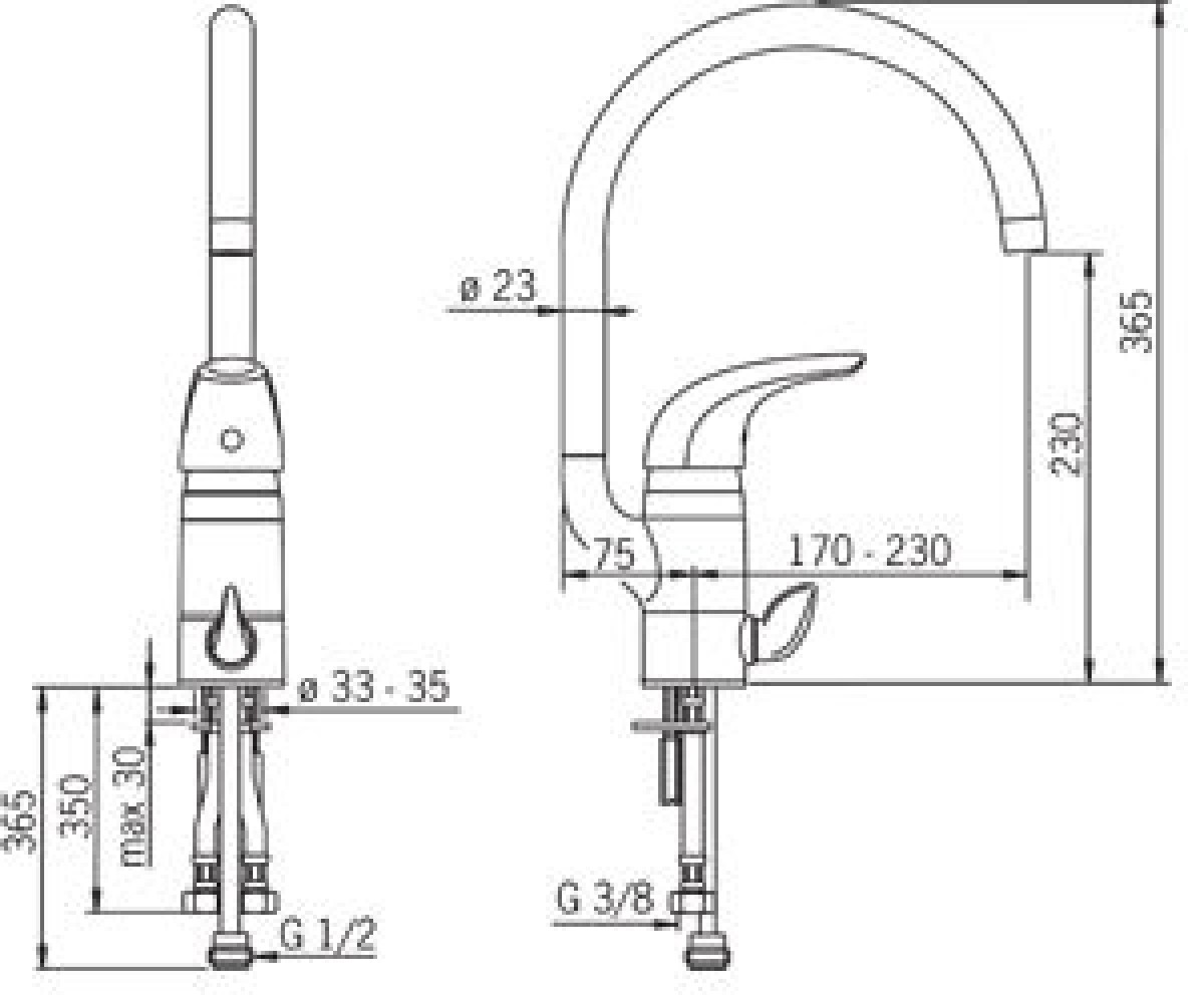 Кухонный смеситель  VIENDA 1739F-60:Чертеж 