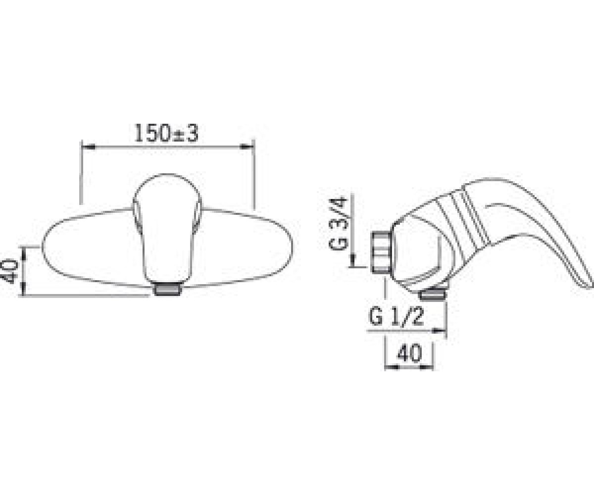 Смеситель для душа  VIENDA 1760:Чертеж 