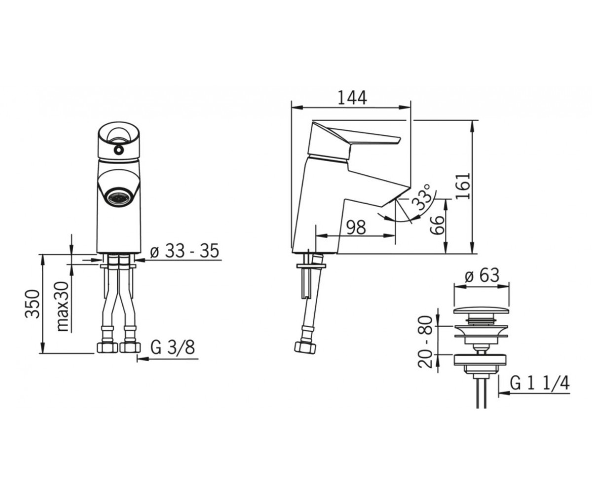 Смеситель для раковины  OPTIMA 2700F:Чертеж 