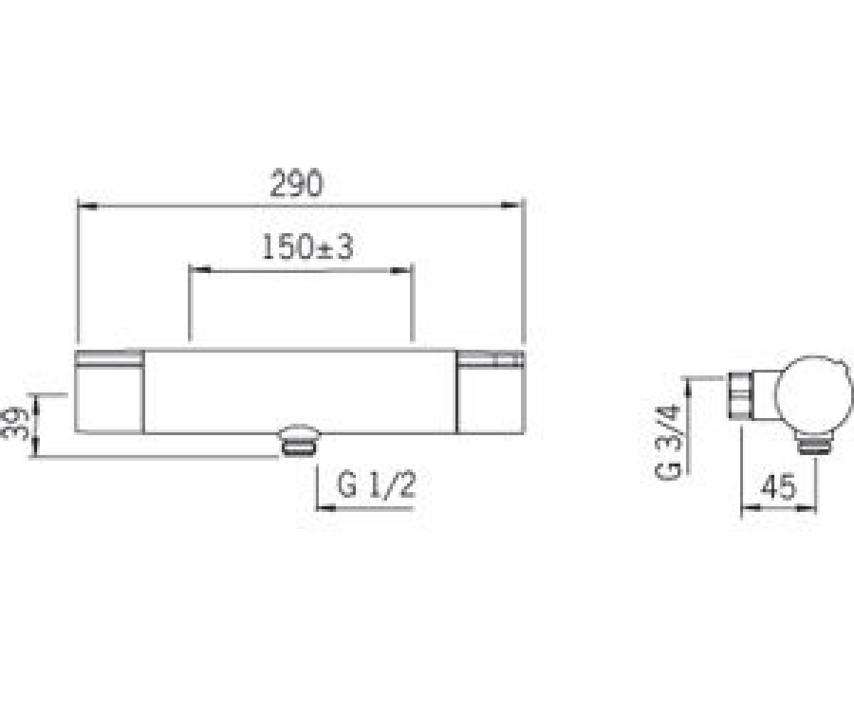 Смеситель для душа  CUBISTA 2870:Чертеж 