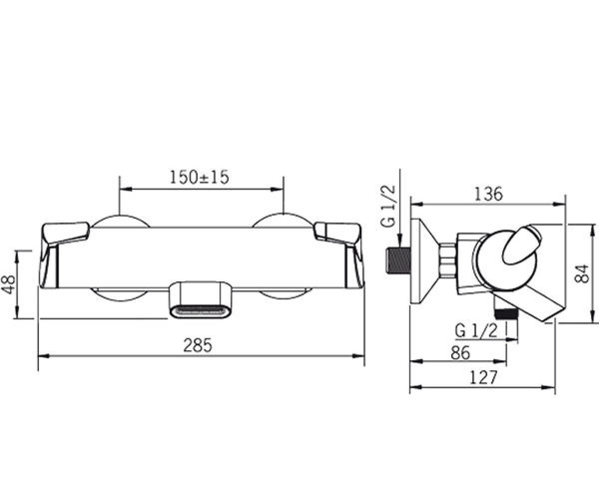 Смеситель для ванны  OPTIMA 7140U:Чертеж 