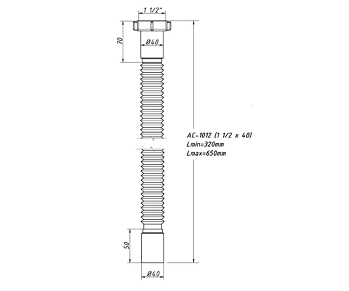 Гибкая труба 1 1/2x40 мм  AC-1012:Чертеж 
