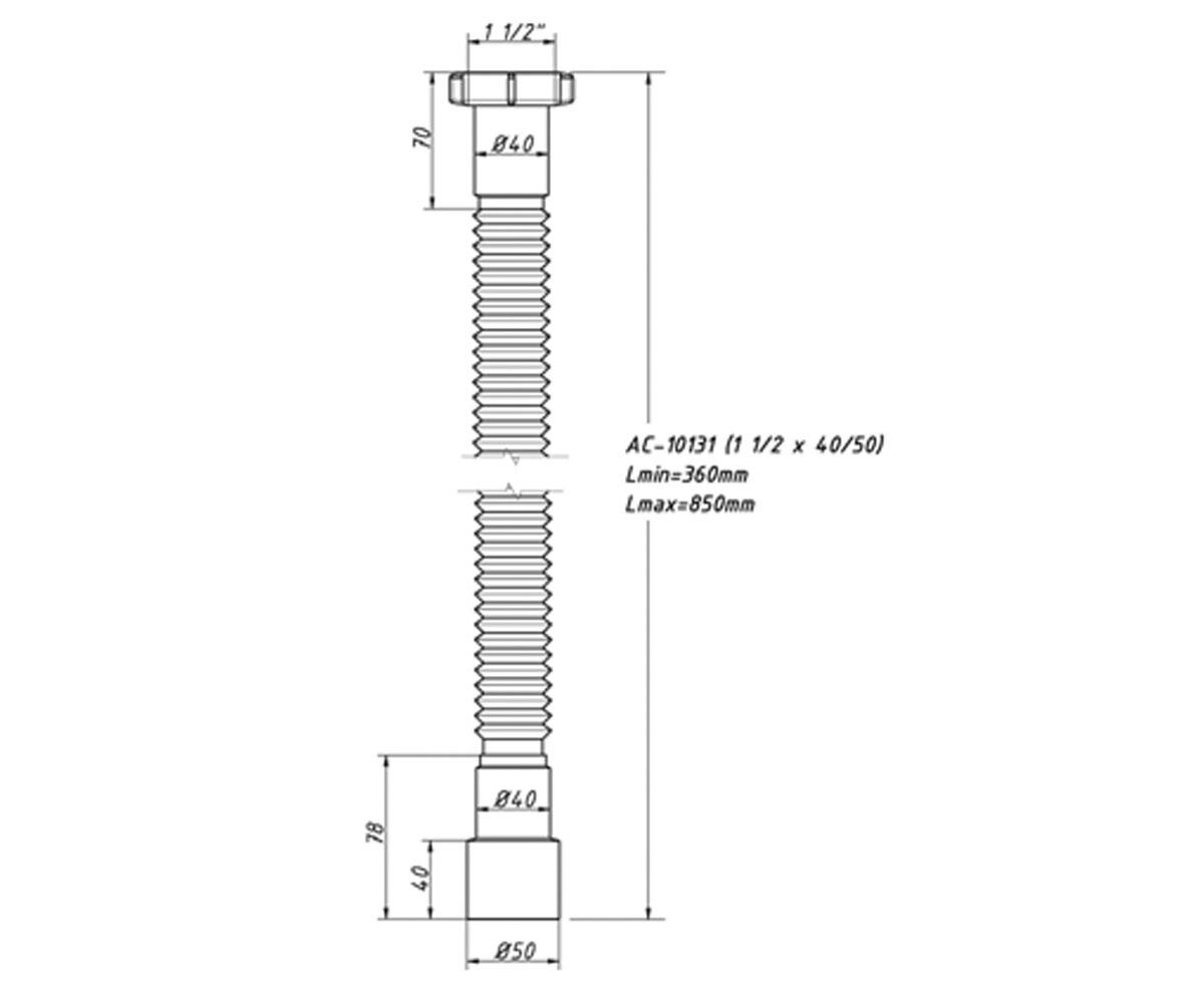 Труба гибкая 1 1/2х40/50 мм  AC-10131:Чертеж 