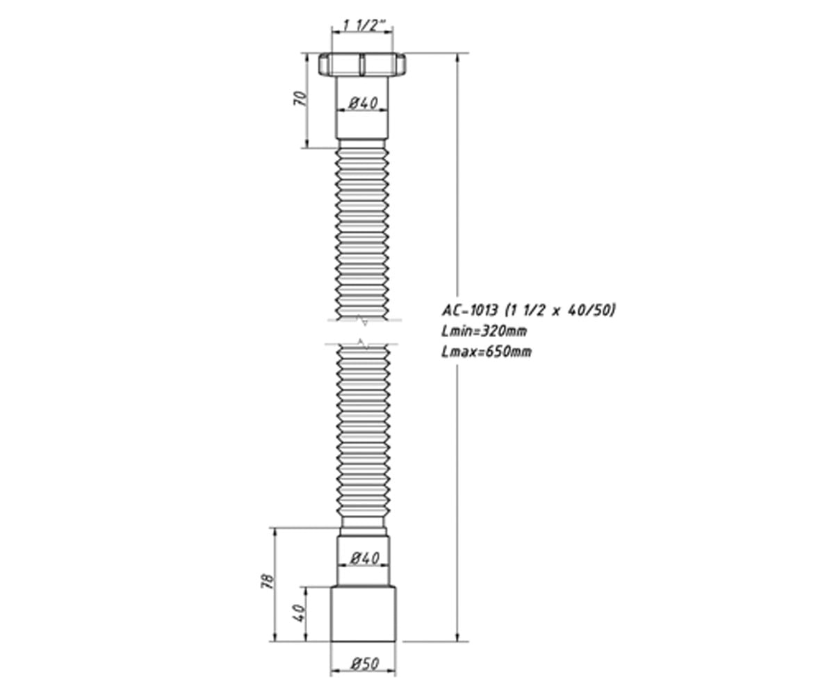 Труба гибкая 1 1/2х40/50 мм  AC-1013:Чертеж 