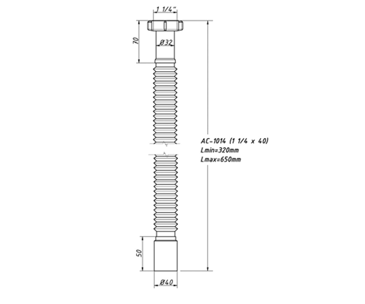 Соединение гибкое 1 1/4х40 мм  AC-1014:Чертеж 