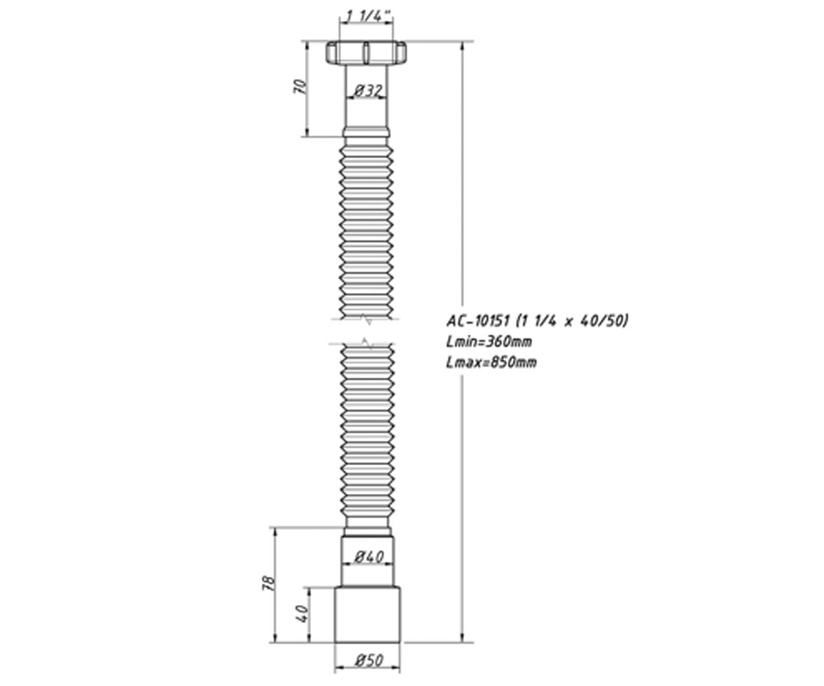 Соединение гибкое 1 1/4х40/50 мм  AC-10151:Чертеж 