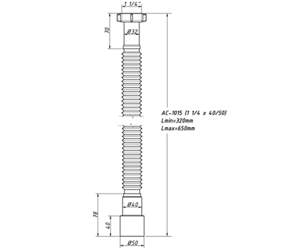 Соединение гибкое 1 1/4х40/50 мм  AC-1015:Чертеж 