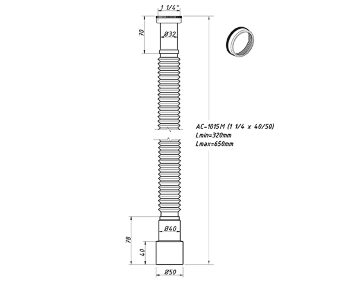 Гибкая труба 1 1/4х40/50  AC-1015M:Чертеж 