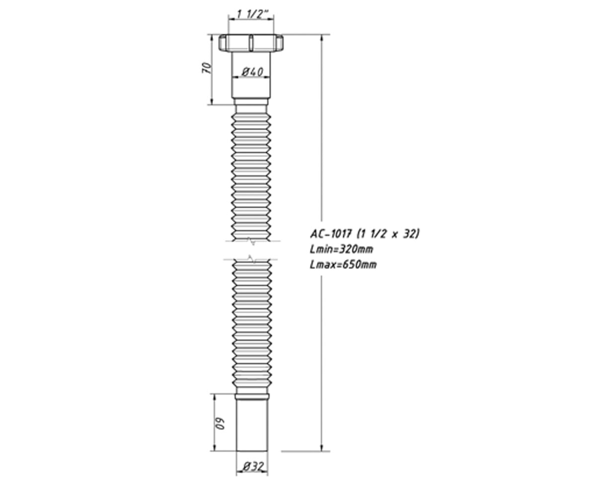 Переходное содинение 1 1/2х32 мм  AC-1017:Чертеж 