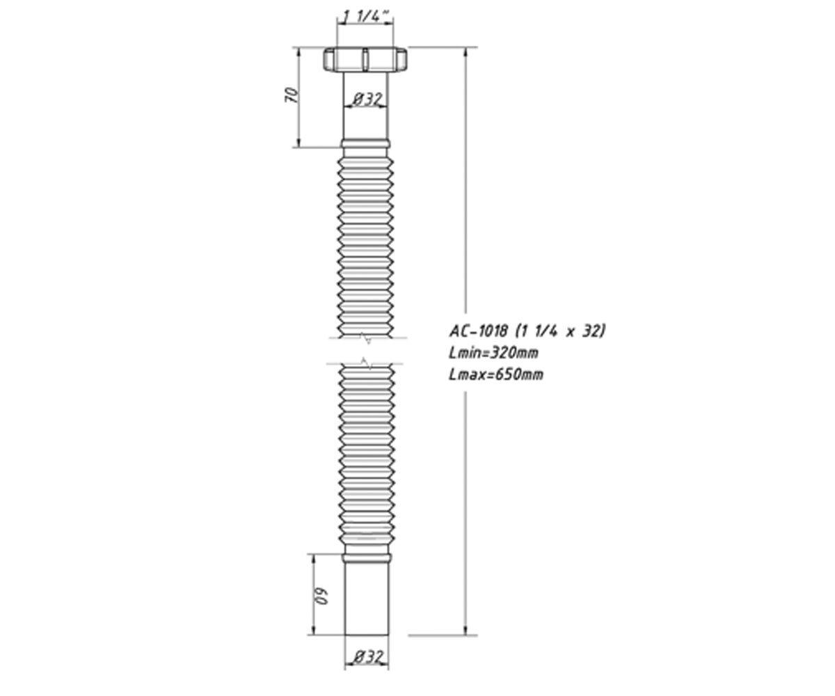 Переходное содинение 1 1/4х32 мм  AC-1018:Чертеж 