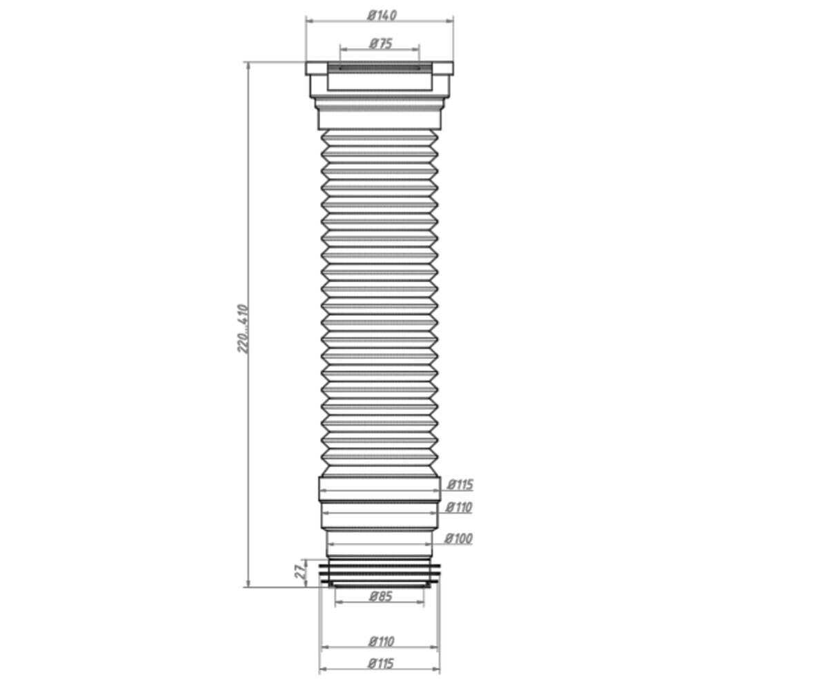 Гофра для унитаза  C-995:Чертеж 