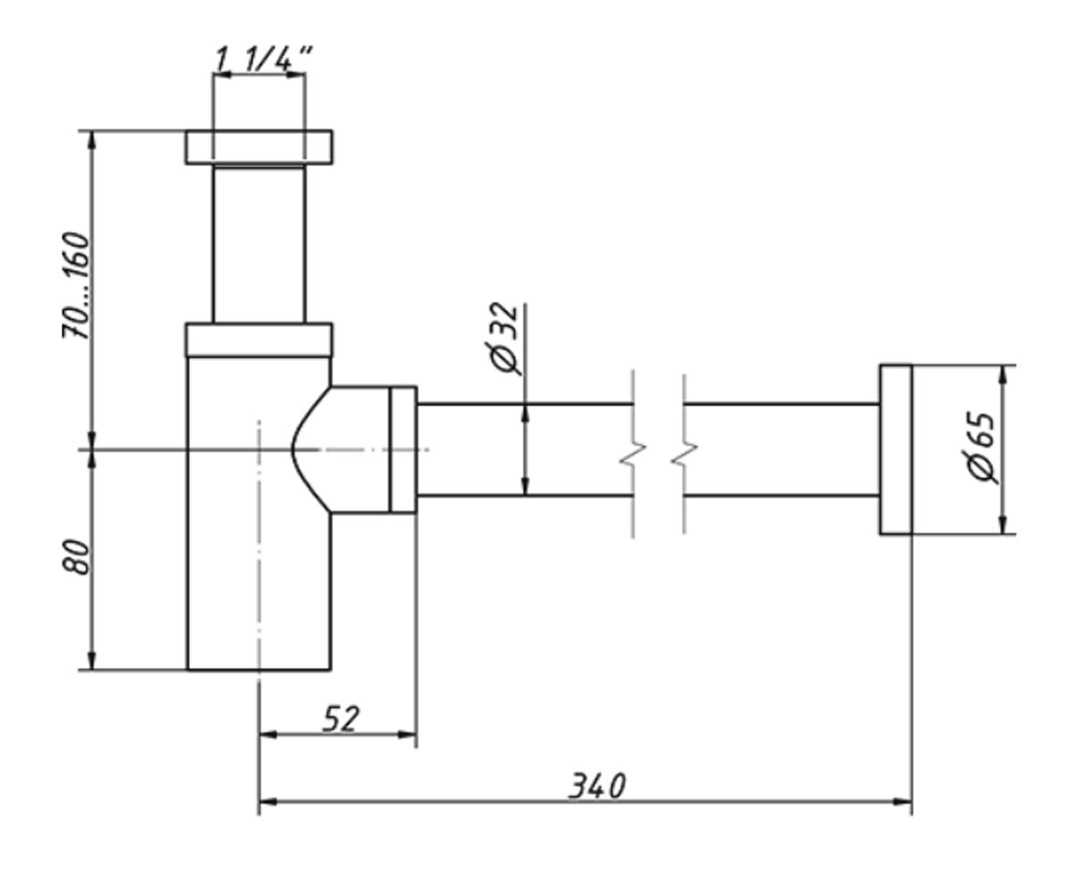 Сифон для раковины 1 1/4  CB-404:Чертеж 