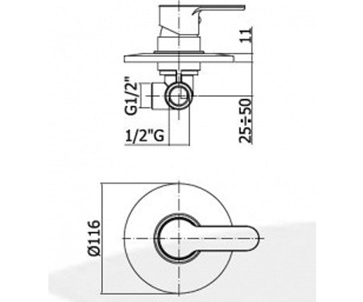 Настенный смеситель  BLU 010 CR:Чертеж 