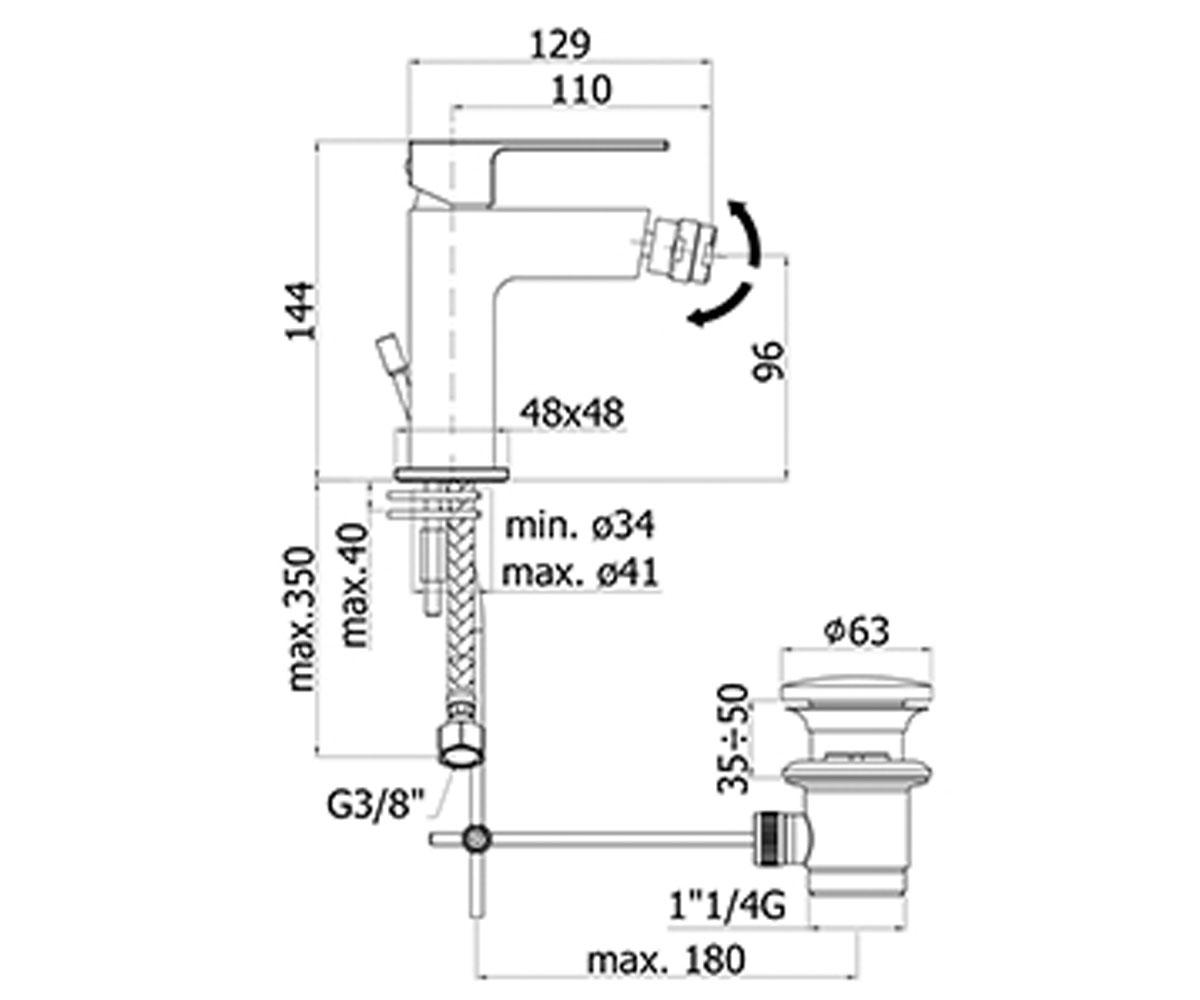 Латунный смеситель  EFFE EF 135 CR:Чертеж 