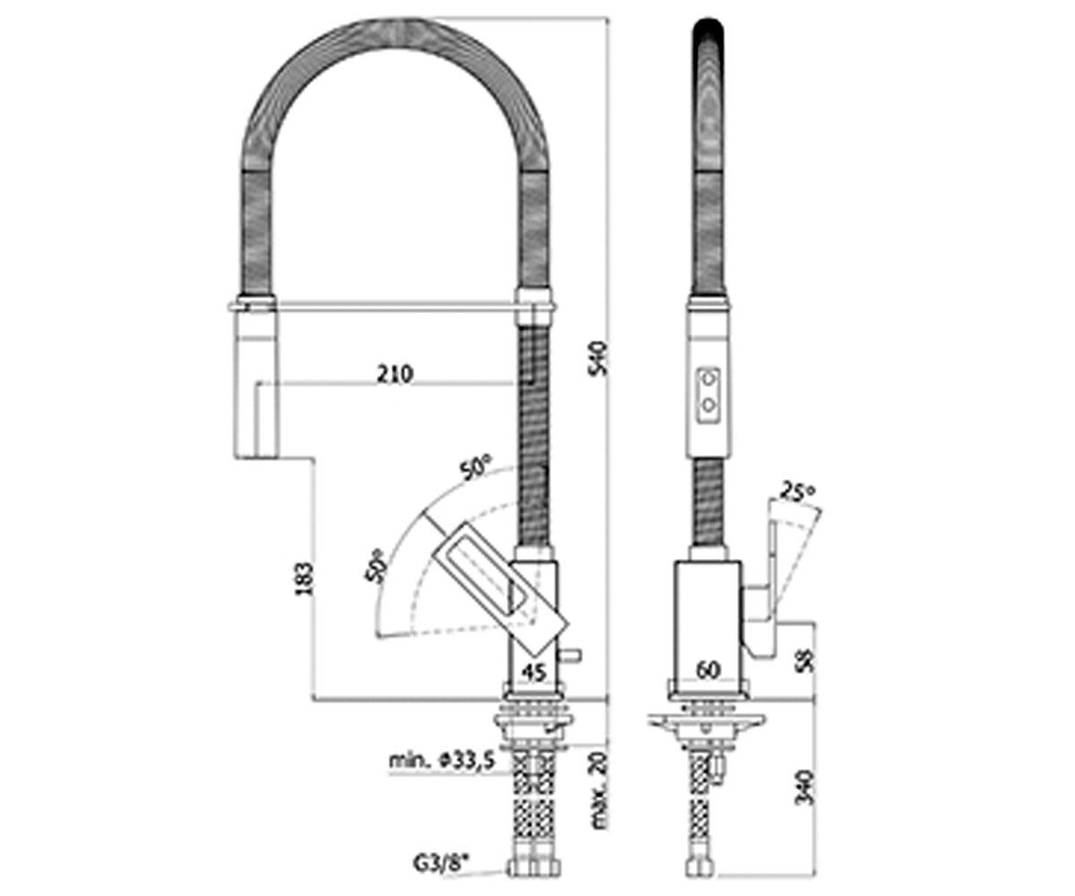 Высокий смеситель  EFFE EF 179 CR:Чертеж 