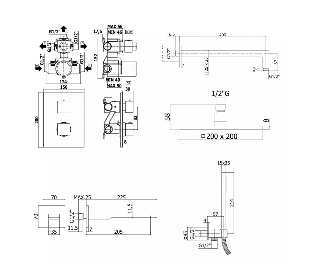 Комплект душевой системы  KIT LEQ519CR B:Чертеж 