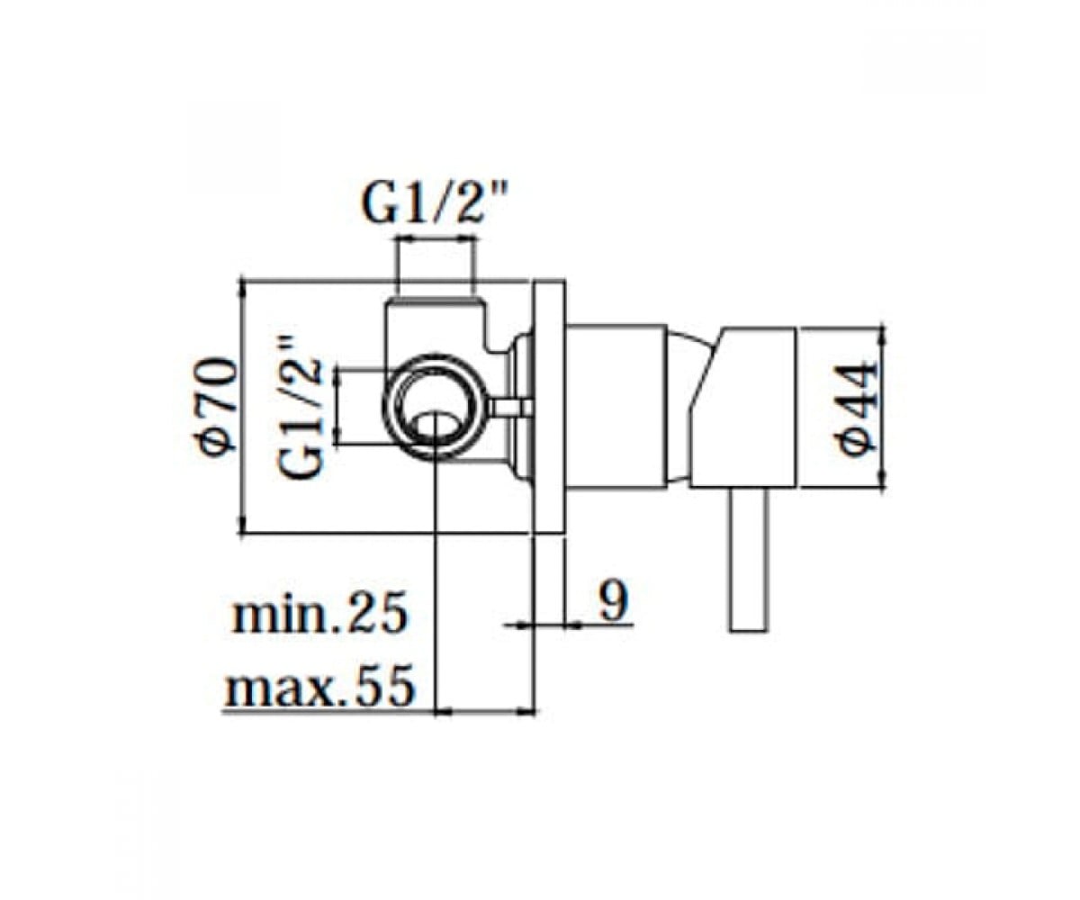 Настенный смеситель для душа  LIGHT LIG010MG70:Чертеж 