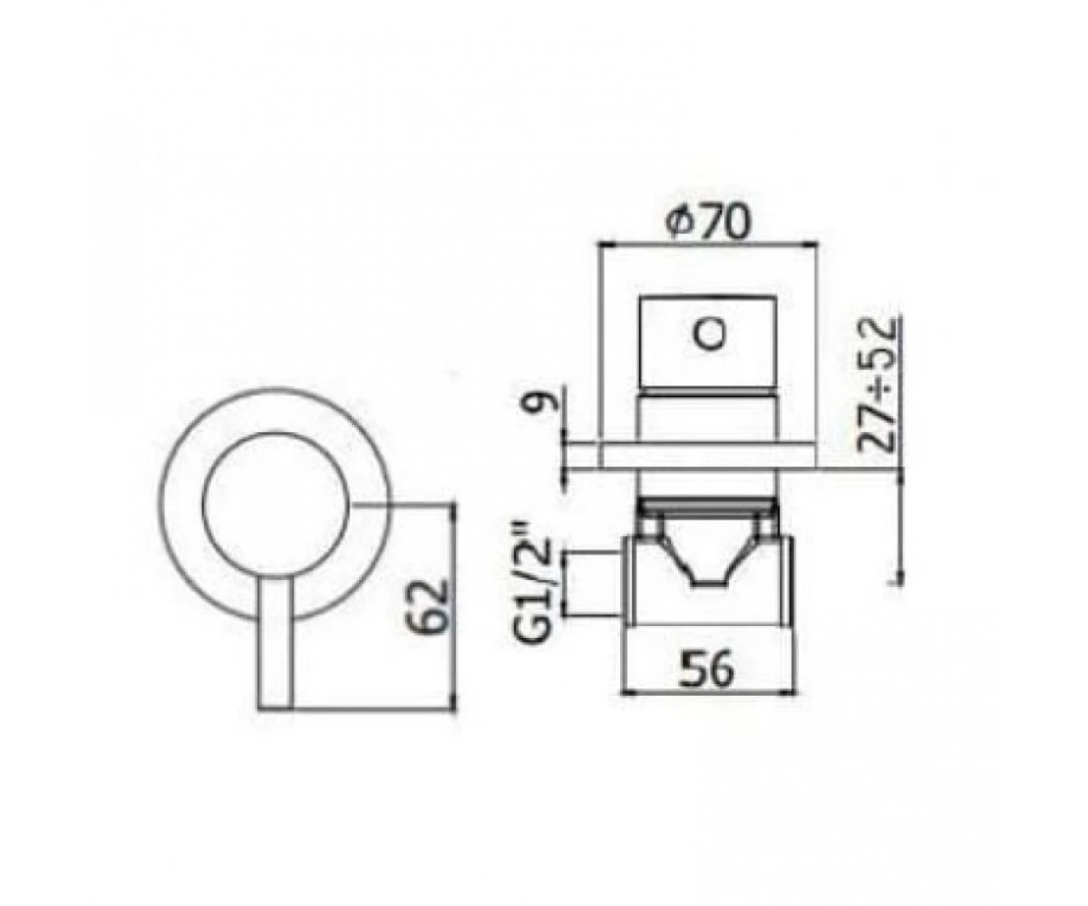 Настенный смеситель для душа  LIGHT LIG010NO70:Чертеж 