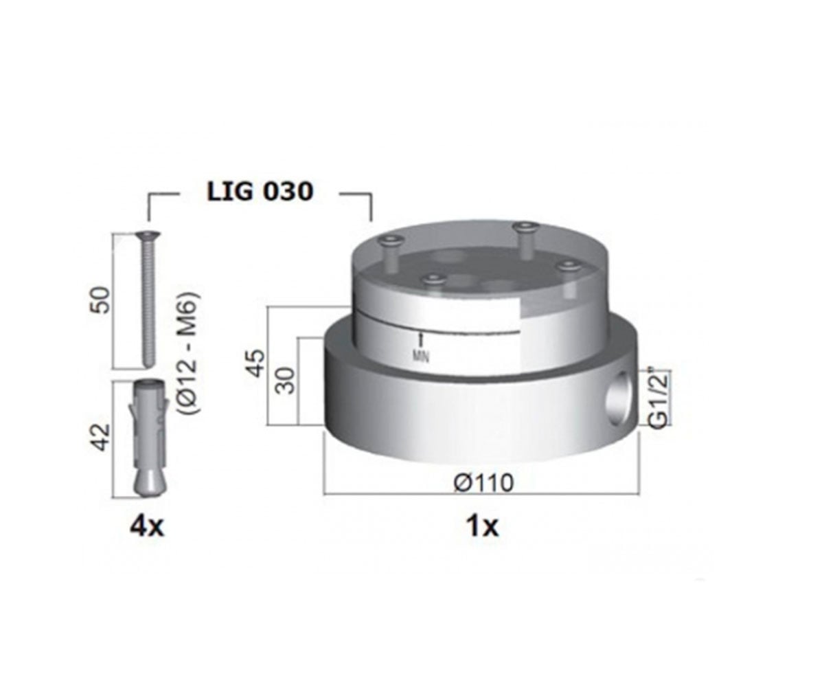 База для напольного смесителя  LIGHT LIG030:Чертеж 