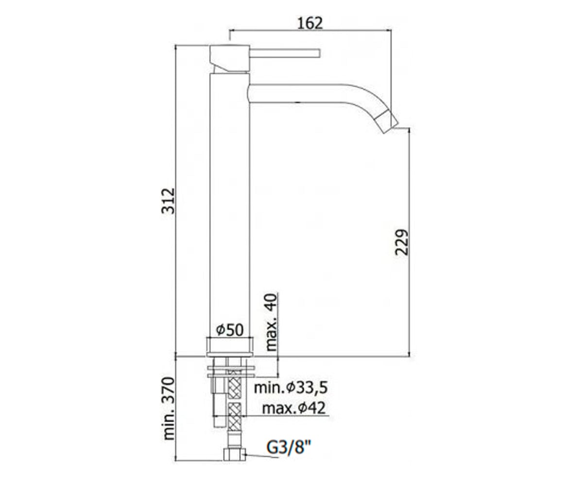 Смеситель высокий  LIGHT LIG081NO:Чертеж 