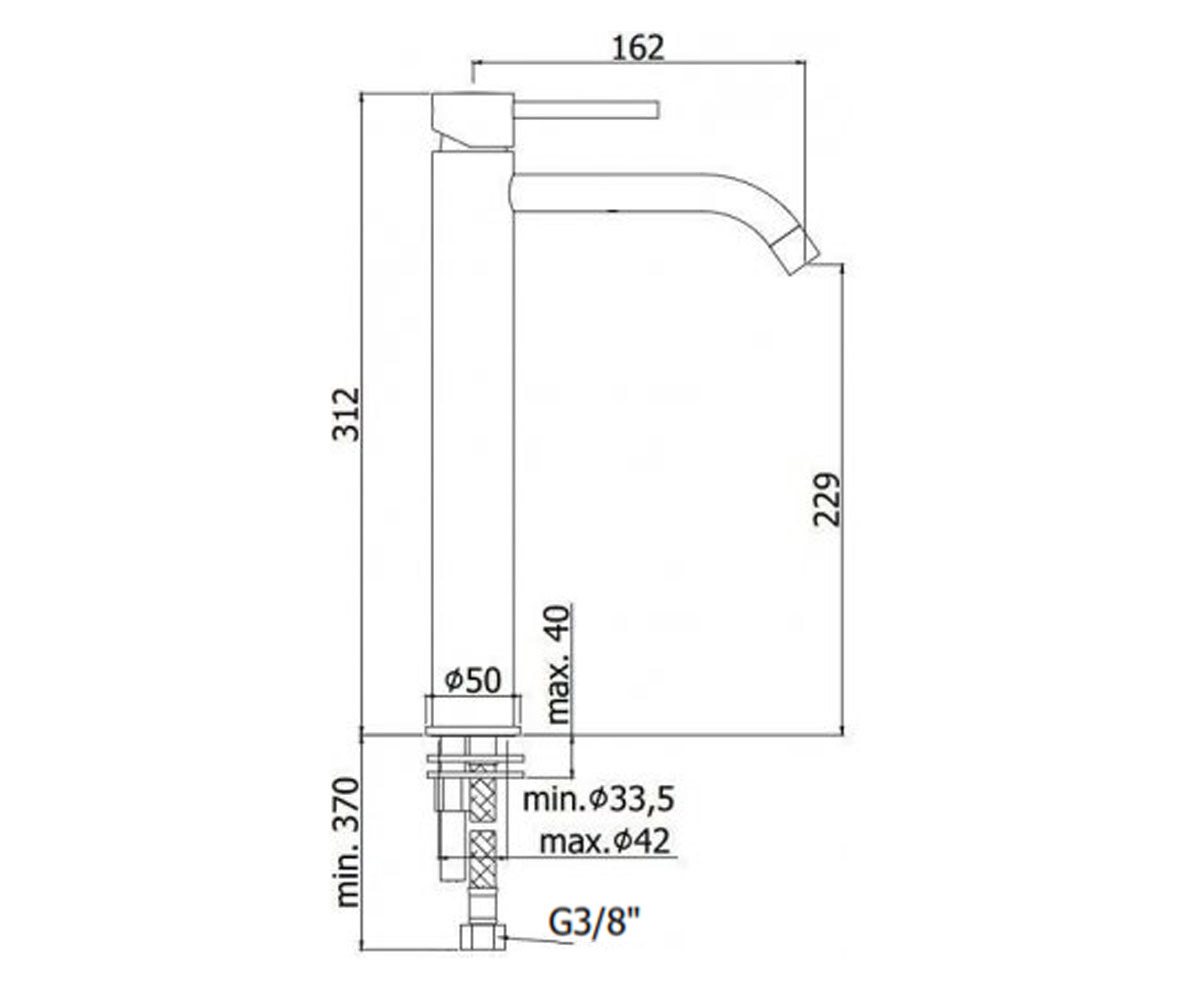 Смеситель высокий  LIGHT LIG081ST:Чертеж 