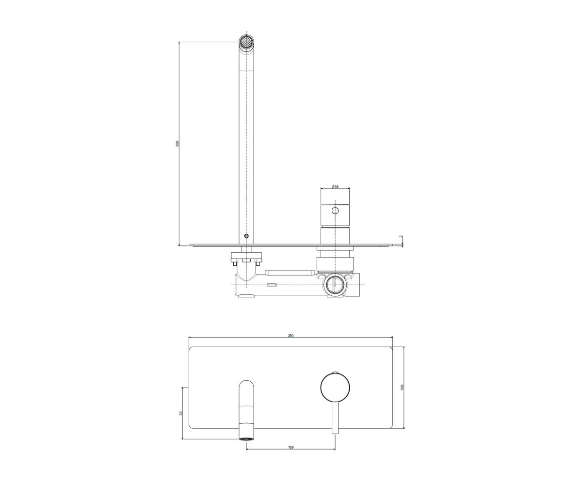 Настенный смеситель для раковины  LIGHT LIG106CR:Чертеж 