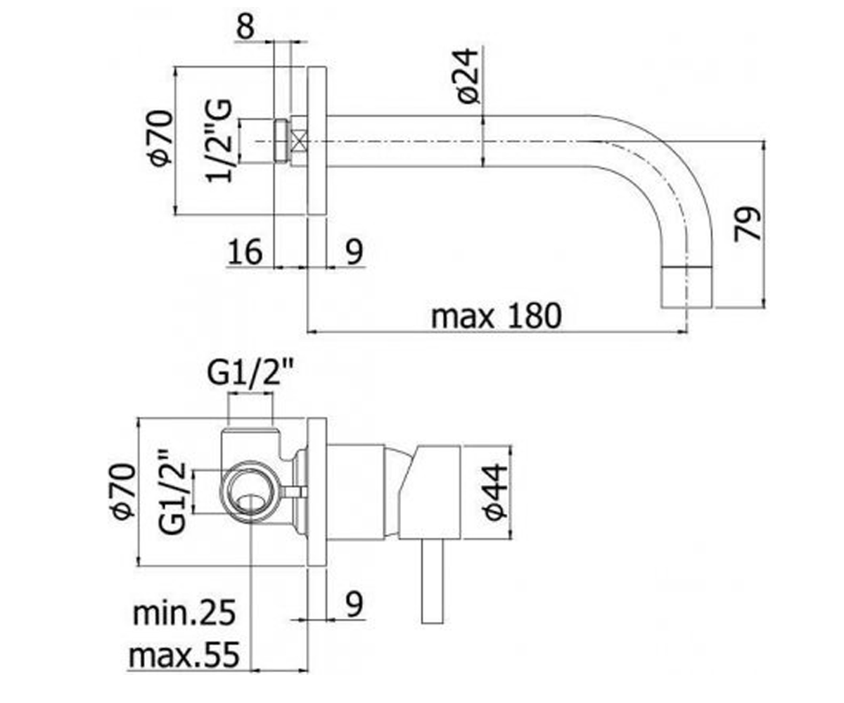 Смеситель для раковины  STICK SK006CR70:Чертеж 