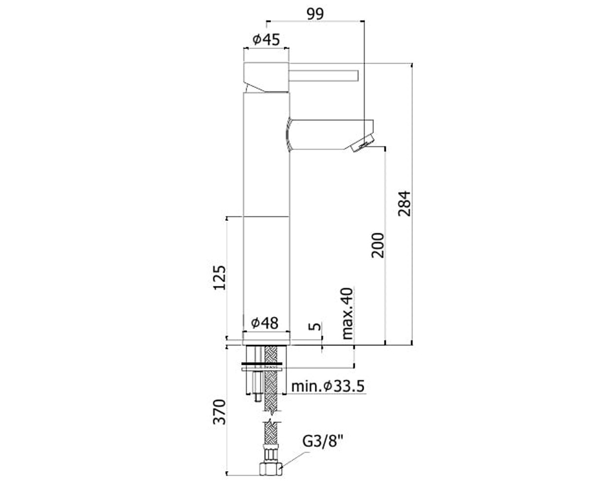 Смеситель высокий  STICK SK071HCR120:Чертеж 